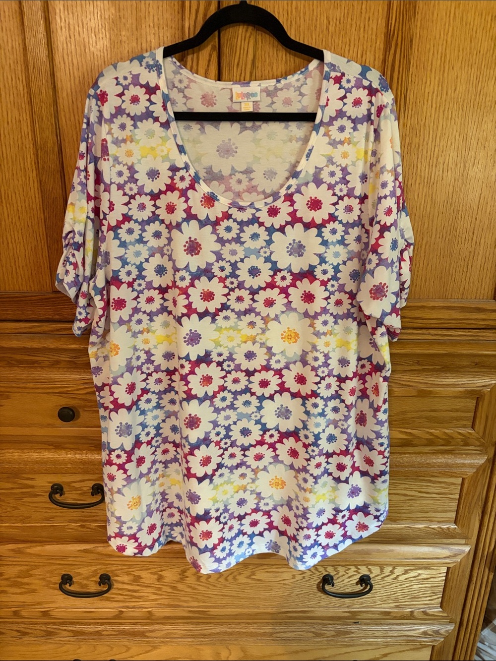 LuLaRoe Floral Scoop Neck Top - White, Purple, Pink, Blue, Yellow